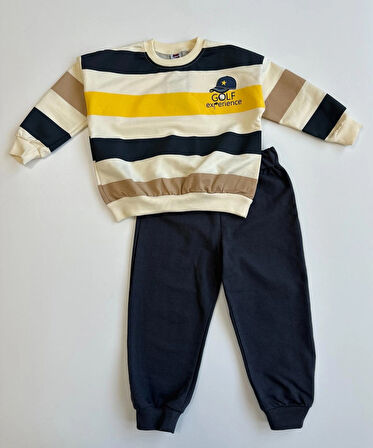 Renkli Çizgili Erkek Çocuk Alt - Üst Takım