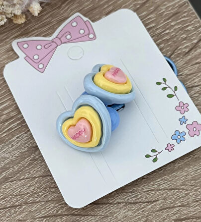 Happy Yazılı Kalp Figürlü Kız Çocuk Lastikli Toka