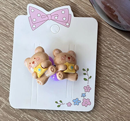Ayıcık Figürlü Kız Çocuk Lastikli Sevimli Toka