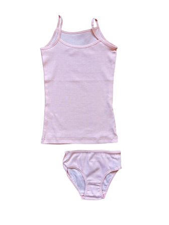 Somon Pamuklu Kız Çocuk Askılı Atlet Külot Seti