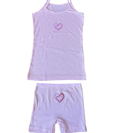 Pembe Kız Çocuk Askılı Atlet ve Boxer Seti