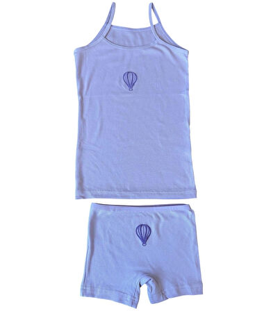  Lila Askılı Kız Çocuk Atlet ve Boxer Seti