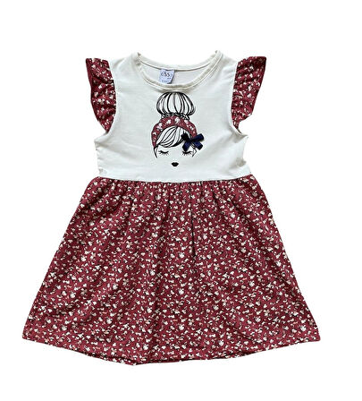 Küçük Çiçekli Yazlık Penye Kız Çocuk Elbisesi