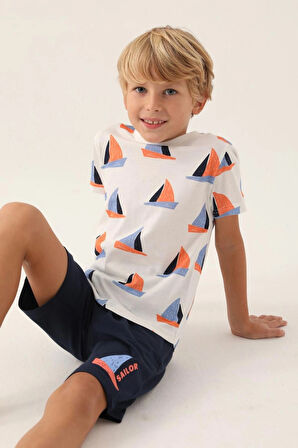 Yelkenli Erkek Çocuk Bermuda Takım - Lacivert