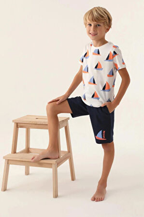 Yelkenli Erkek Çocuk Bermuda Takım - Lacivert