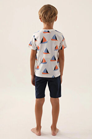 Yelkenli Erkek Çocuk Bermuda Takım - Lacivert