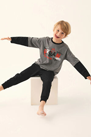 New York Lacivert Erkek Çocuk Uzun Kol Pijama Takım