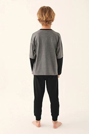 New York Lacivert Erkek Çocuk Uzun Kol Pijama Takım