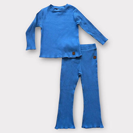 Pamuklu Fitilli Kumaş Kız Bebek İkili Takım