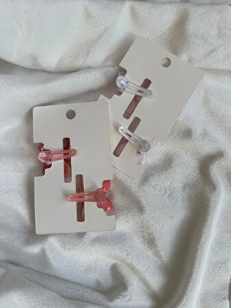 2 Çift Kız Çocuk Mini Lotus Toka Seti - Pensli