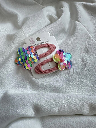 Çiçek Figürlü Pullu Renkli Kız Çocuk Tokası