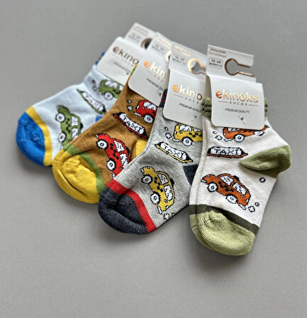 Araba Desenli Erkek Bebek 2'li Soket Çorap