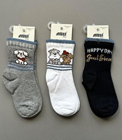 3'lü Erkek Çocuk Perro Soket Çorap Seti