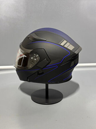  Jk-902 Güneş Vizörlü Çene Açılır Kask H8 BLUE