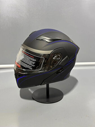  Jk-902 Güneş Vizörlü Çene Açılır Kask H8 BLUE