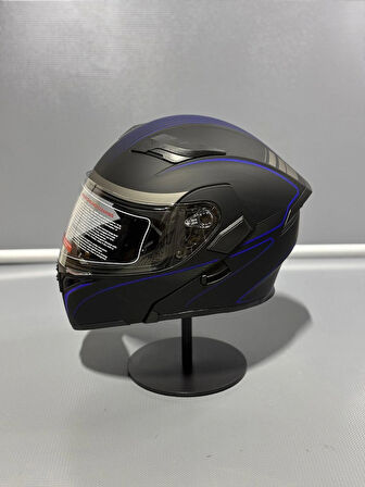  Jk-902 Güneş Vizörlü Çene Açılır Kask H8 BLUE