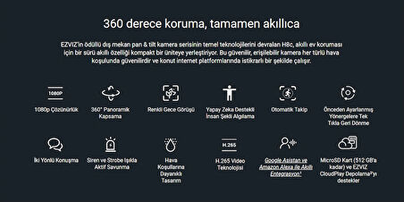 Ezviz H8C 2MP 2K 4mm Lens Wi-Fi Güvenlik Kamerası