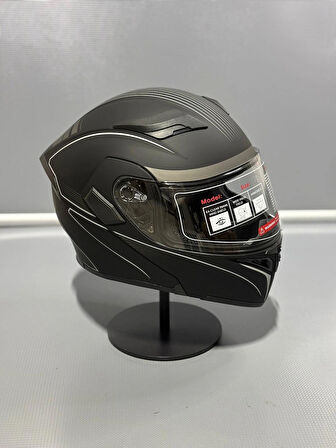  Jk-902 Güneş Vizörlü Çene Açılır Kask H8 GREY