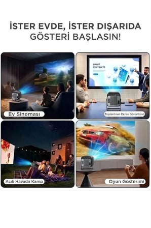 Premium Projeksiyon Cihazı HY320 Siyah 4K 1080P Görüntü Sistemi Medya Aleti Ev Sineması