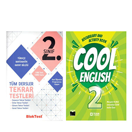 Bloktest 2. Sınıf Tüm Dersler Tekrar Testleri ve Team Elt Cool English Vocabulary and Activity Book Seti 2 Kitap