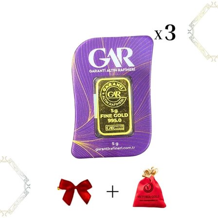 3 Adet 5 gr 24 Ayar 995 Altın