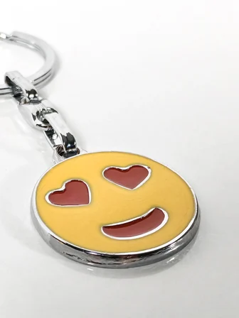 Kalp Gözlü Emoji Metal Anahtarlık – Sevgi Temalı Emoji Anahtarlık