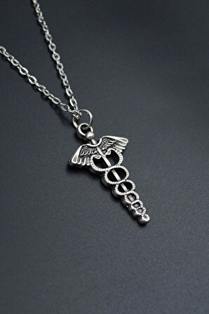 Tıp Sembolü Kadüse Düz Zincir Kolye