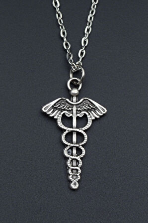 Tıp Sembolü Kadüse Düz Zincir Kolye