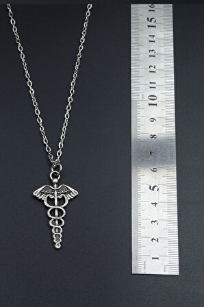 Tıp Sembolü Kadüse Düz Zincir Kolye