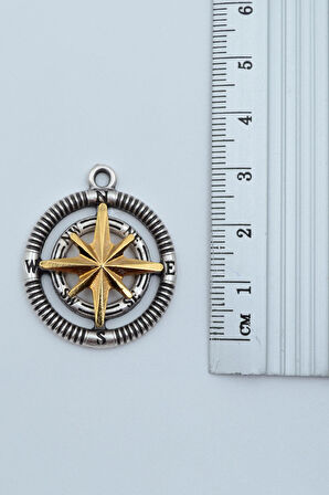 3'lü Büyük Kanat Viking Pusula Tılsım  Gümüş Kaplama Unisex Düz Zincir Kolye Seti kod 1174