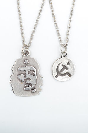 2'li Che Guevare - Orak Çekiç Kolye Seti