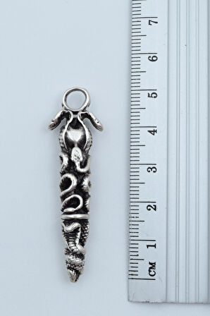 3'lü Yarasa Yılan Kılıç Ejderha Kılıç Yılanlı Çubuk  Gümüş Kaplama Unisex Düz Zincir Kolye Seti kod 1235