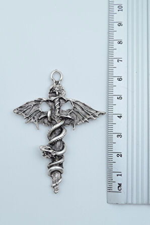 3'lü Yarasa Yılan Kılıç Witcher Çember Kanat  Gümüş Kaplama Unisex Düz Zincir Kolye Seti kod 1161