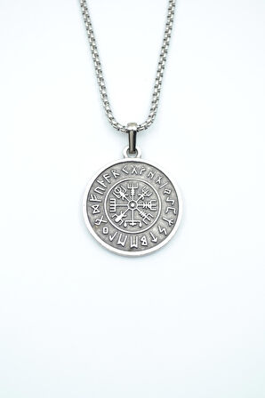 Vegvisir Viking Pusula Kolye Deri İp