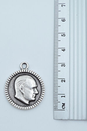 3'lü Atatürk İmza Madalyon Ay Yıldız  Gümüş Kaplama Unisex Düz Zincir Kolye Seti kod 1206