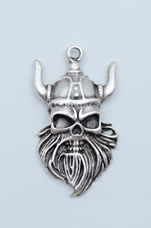 Viking Sakallı Kuru Kafa Örme Zincir Kolye