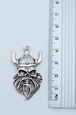 Viking Sakallı Kuru Kafa Örme Zincir Kolye
