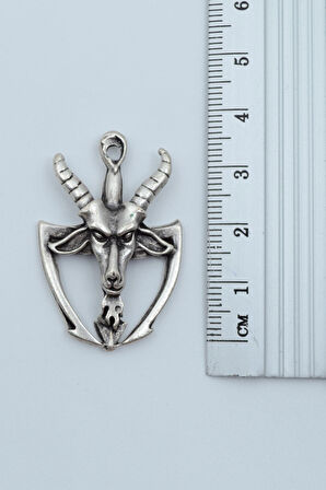 3'lüPentagram Pagan - Keçi Şeytan  Gümüş Kaplama Unisex Düz Zincir Kolye Seti kod 1146