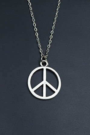 Peace Barış İşareti Düz Zincir Kolye