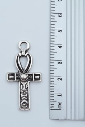 3'lü Antik Mısır Sembolü Ankh Anahtarı  Gümüş Kaplama Unisex Düz Zincir Kolye Seti kod 1163