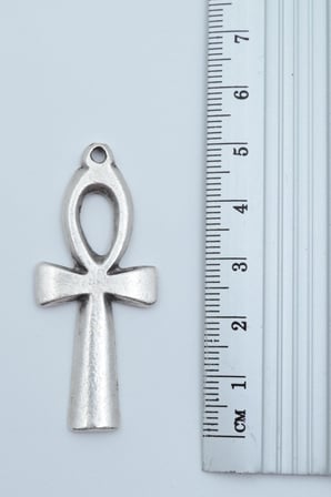 3'lü Antik Mısır Sembolü Ankh Anahtarı  Gümüş Kaplama Unisex Düz Zincir Kolye Seti kod 1163