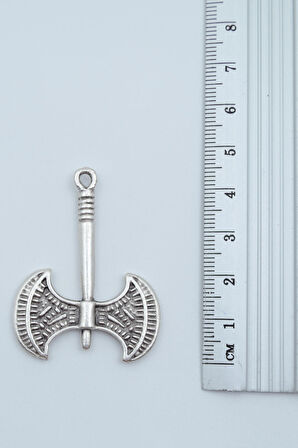 3'lü Viking Savaşçı Viking Pusula Çift Taraflı Balta  Gümüş Kaplama Unisex Düz Zincir Kolye Seti kod 1209