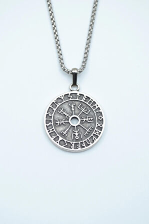 Vegvisir Pusula - Viking Sembol Örme Zincir Kolye