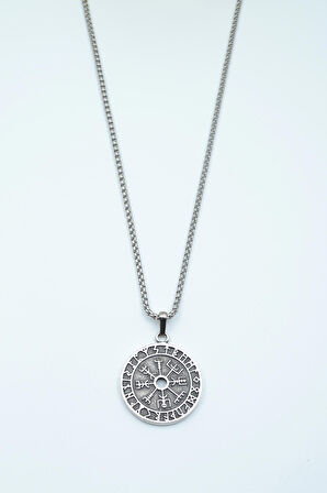 Vegvisir Pusula - Viking Sembol Örme Zincir Kolye