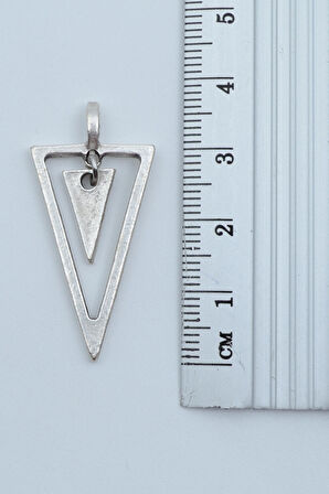 3'lü Geometrik Üçgen Sallantılı Üçgen Dikdörtgen Bar  Gümüş Kaplama Unisex Düz Zincir Kolye Seti kod 1222