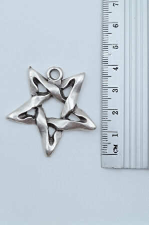 3'lü Pentagram Ters Pentagram Keçi Kafası  Gümüş Kaplama Unisex Düz Zincir Kolye Seti kod 1166