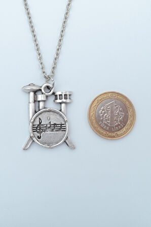 2'li Kulaklık -  Bateri Davul Seti Kolye Seti