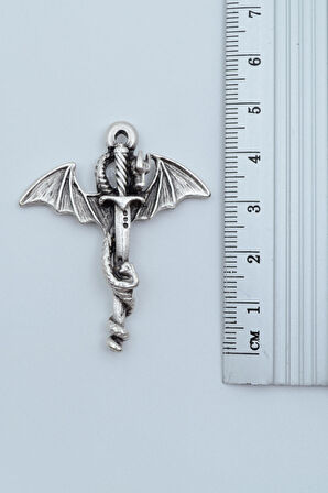 3'lü Sarılan İskelet Ejderha Kılıç Viking Savaşçı  Gümüş Kaplama Unisex Düz Zincir Kolye Seti kod 1211