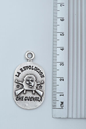 3'lü Devrim Che Guevara Orak Çekiç  Gümüş Kaplama Unisex Düz Zincir Kolye Seti kod 1201