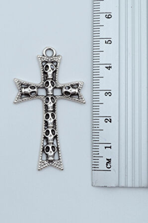 3'lü Hz. İsa Haç Kuru Kafa Tabut  Gümüş Kaplama Unisex Düz Zincir Kolye Seti kod 1202